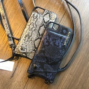Bandolier, crossbody cell phone case. Snake print